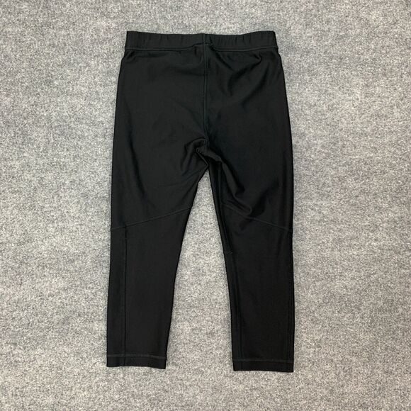 Under Armour Crop Leggings Womens S Small Black Logo Waistband Pull on Stretch - Picture 3 of 12